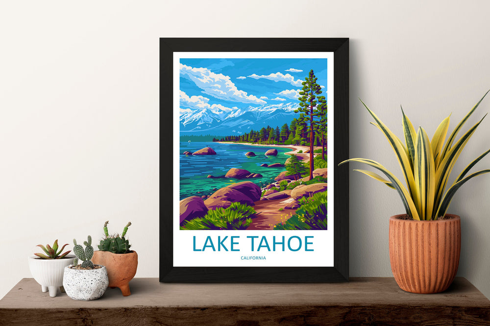 Lake Tahoe Travel Print Wall Art Lake Tahoe Wall Hanging Home Décor Lake Tahoe Gift Art Lovers Nevada Art Lover Gift Lake Tahoe Decor