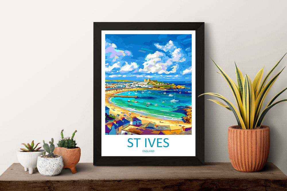 St Ives Travel Print Wall Art St Ives Wall Hanging Home Décor St Ives Gift Art Lovers Cornwall Art Lover Gift