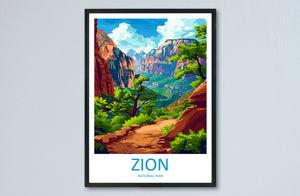 Zion National Park Travel Print Wall Art Zion National Park Wall Hanging Home Décor Zion National Park Art Lovers Utah Art Lover Gift