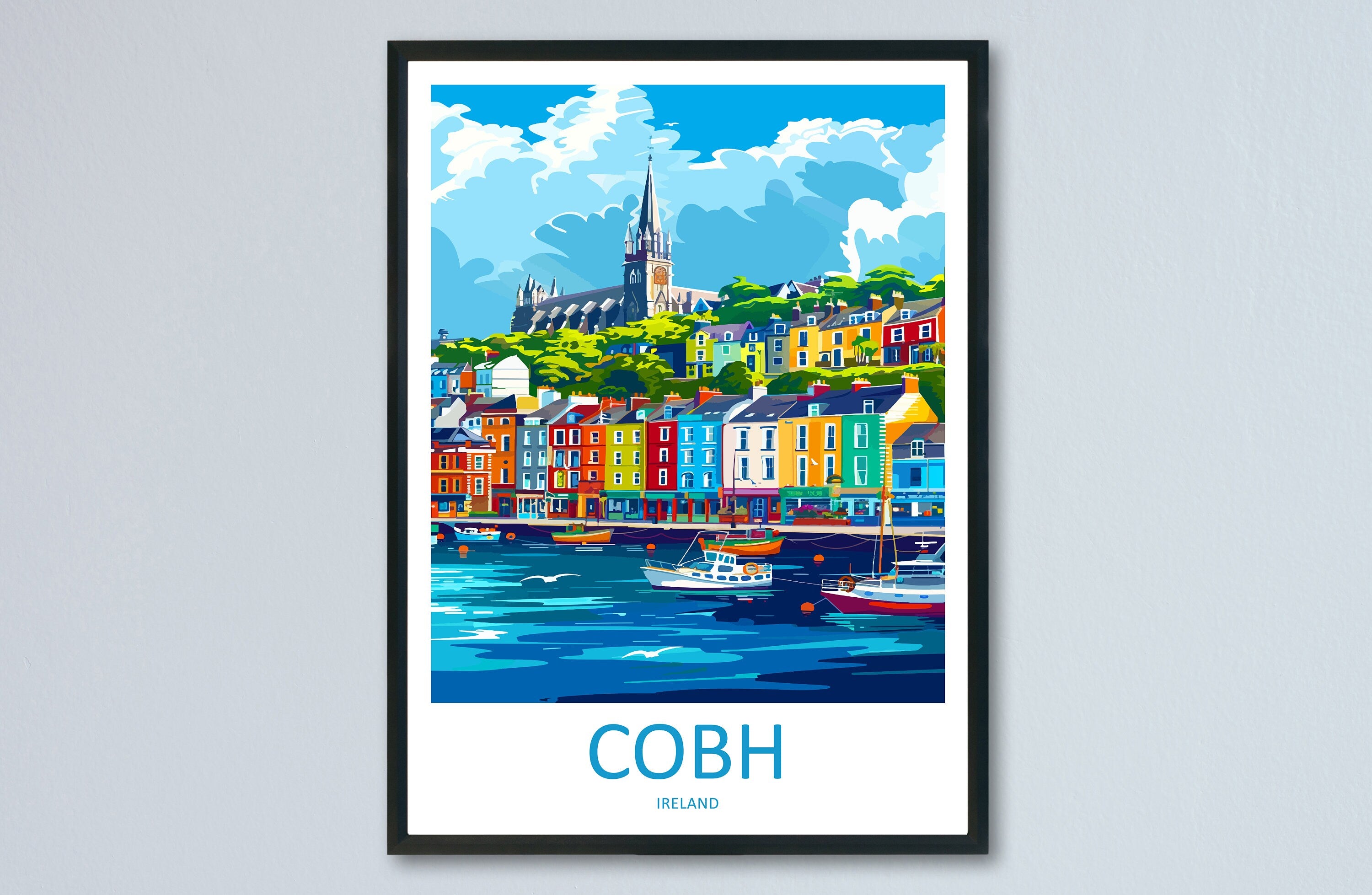 Cobh Skyline Print Cobh Home Decor Skyline City Art Print Cobh