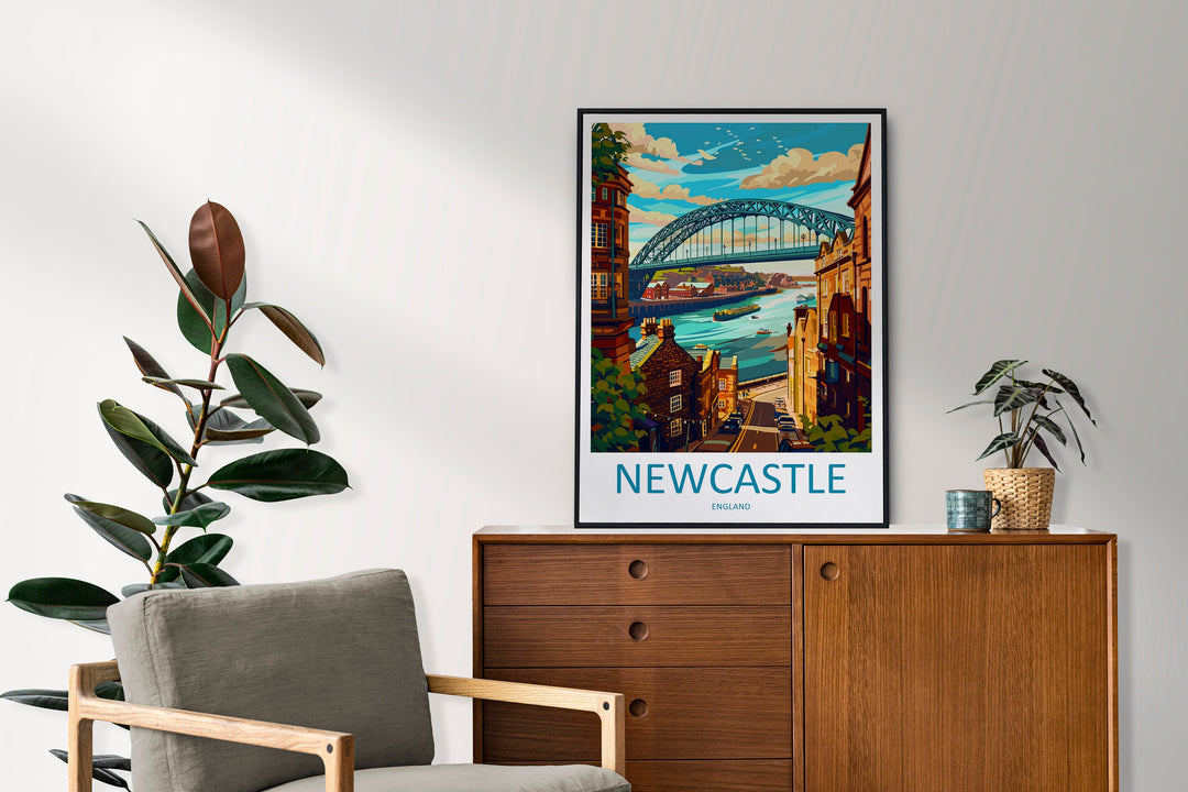 Newcastle Travel Print Wall Art Newcastle Wall Hanging Home Décor Newcastle Gift Art Lovers England Art Lover Gift Newcastle City Art Print