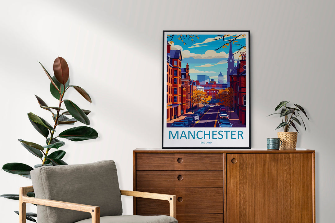 Manchester Travel Print Wall Art Manchester Wall Hanging Home Décor Manchester Gift Art Lovers England Art Lover Gift Manchester Travel Art