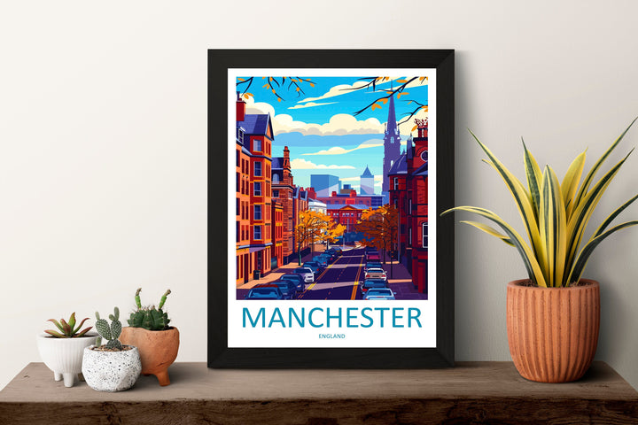 Manchester Travel Print Wall Art Manchester Wall Hanging Home Décor Manchester Gift Art Lovers England Art Lover Gift Manchester Travel Art