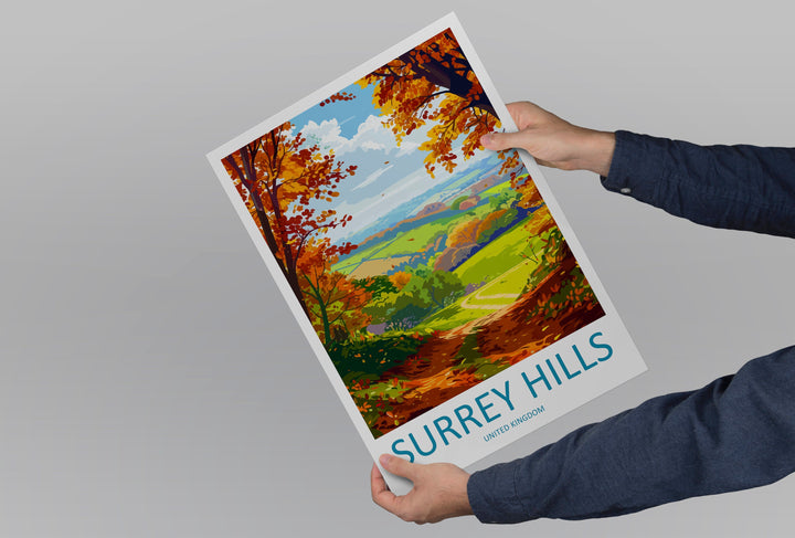 Surrey Hills Travel Print Wall Art Surrey Hills Wall Hanging Home Decoration Surrey Hills Gift Art Lovers Wall Art Print Art Surrey Hills