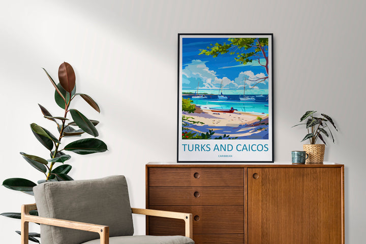 Turks and Caicos Islands Travel Print Wall Art Turks and Caicos Wall Hanging Home Décor Turks and Caicos Gift Art Lovers Wall Art Caribbean