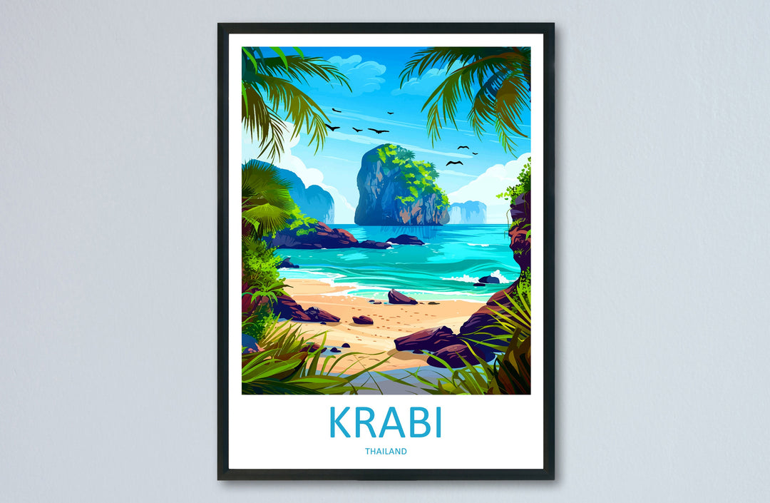 Krabi Travel Print Wall Art Krabi Wall Hanging Home Decor Krabi Gift Art Lovers Wall Art Thailand Travel Print Gift Thai Travel Art Krabi