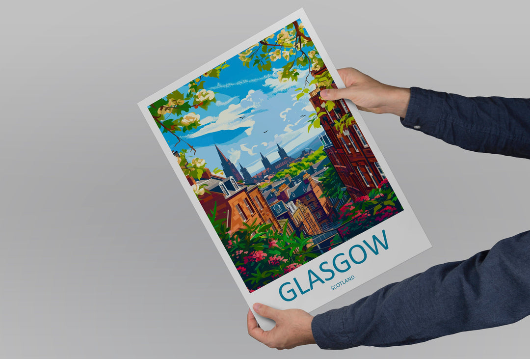 Glasgow Travel Print Wall Art Glasgow Wall Hanging Home Décor Glasgow Gift Art Lovers Scotland Art Lover Gift Glasgow Travel Artwork