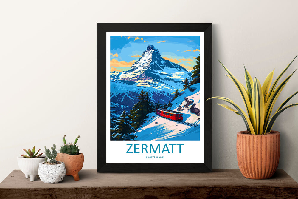 Zermatt Travel Print Wall Art Zermatt Wall Hanging Home Décor Zermatt Gift Art Lovers Ski Art Lover Gift Zermatt Print Skiing Zermatt Art