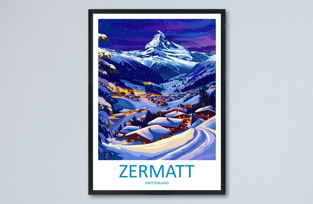 Zermatt Travel Print Wall Art Zermatt Wall Hanging Home Décor Zermatt Gift Art Lovers Ski Art Lover Gift Zermatt Print Skiing Zermatt Art