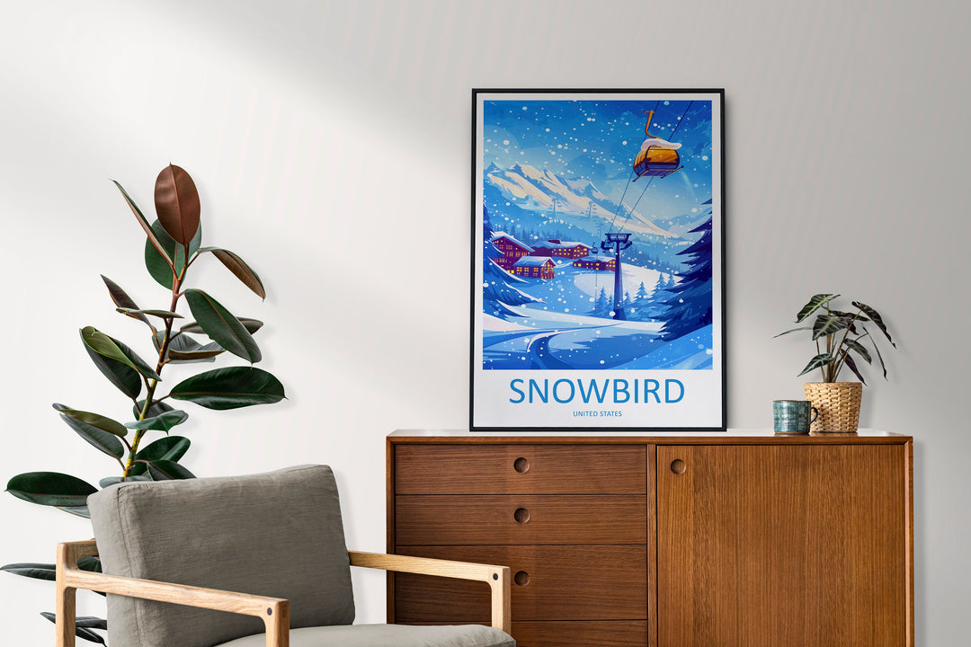 Snowbird Travel Print Wall Art Snowbird Wall Hanging Home Décor Snowbird Gift Art Lovers Ski Art Lover Gift Snowbird Print Skiing Print