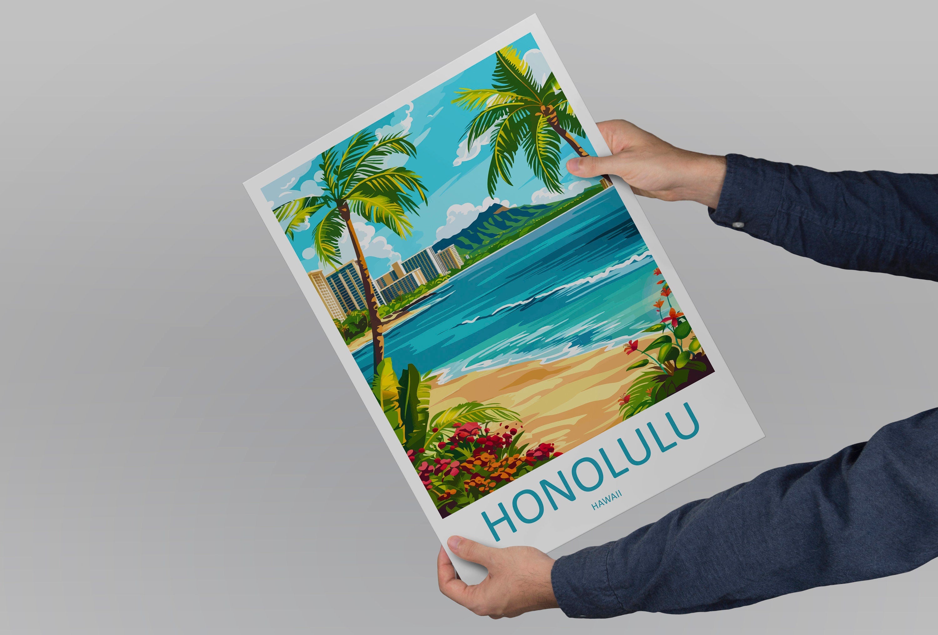 Honolulu Travel Print Wall Art Honolulu Wall Hanging Home Décor Honolulu Gift Art Lovers Hawaii Art Lover Gift Print Artwork