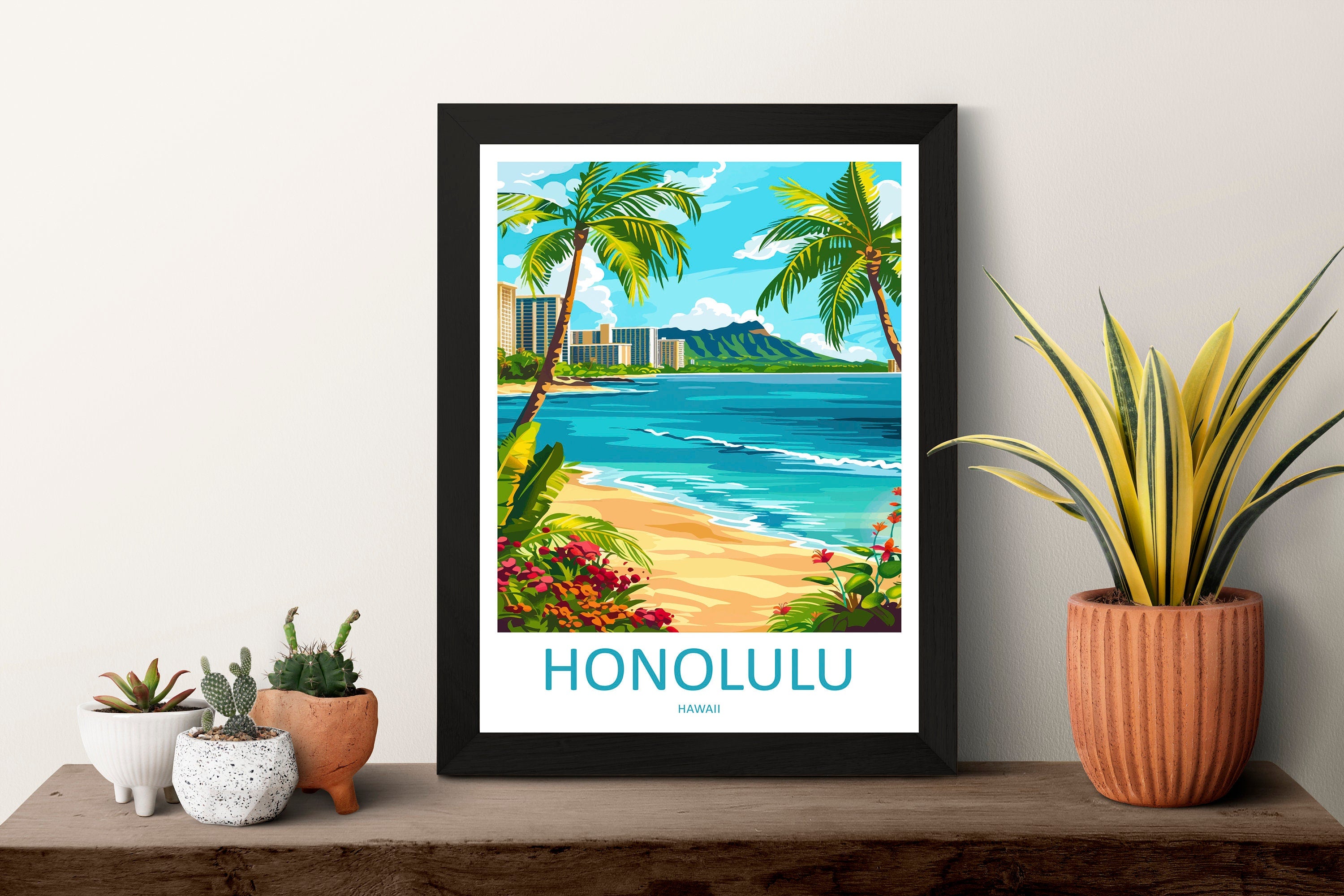 Honolulu Travel Print Wall Art Honolulu Wall Hanging Home Décor Honolulu Gift Art Lovers Hawaii Art Lover Gift Print Artwork