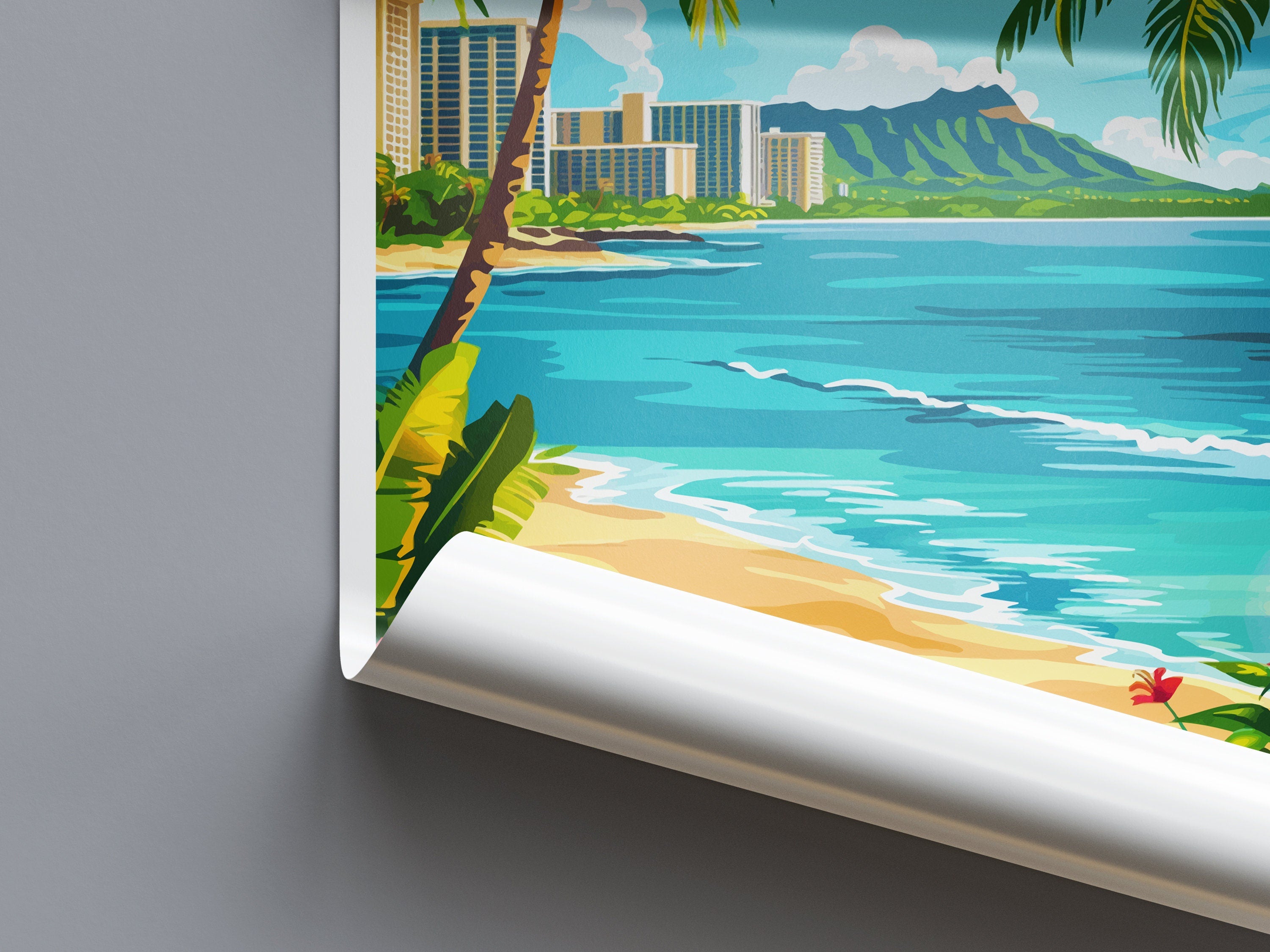 Honolulu Travel Print Wall Art Honolulu Wall Hanging Home Décor Honolulu Gift Art Lovers Hawaii Art Lover Gift Print Artwork