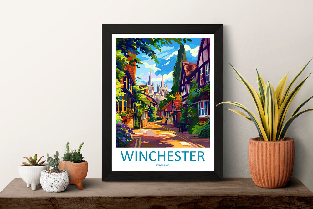 Winchester Travel Print Wall Art Winchester Wall Hanging Home Décor Winchester Gift Art Lovers England Art Lover Gift Winchester Travel