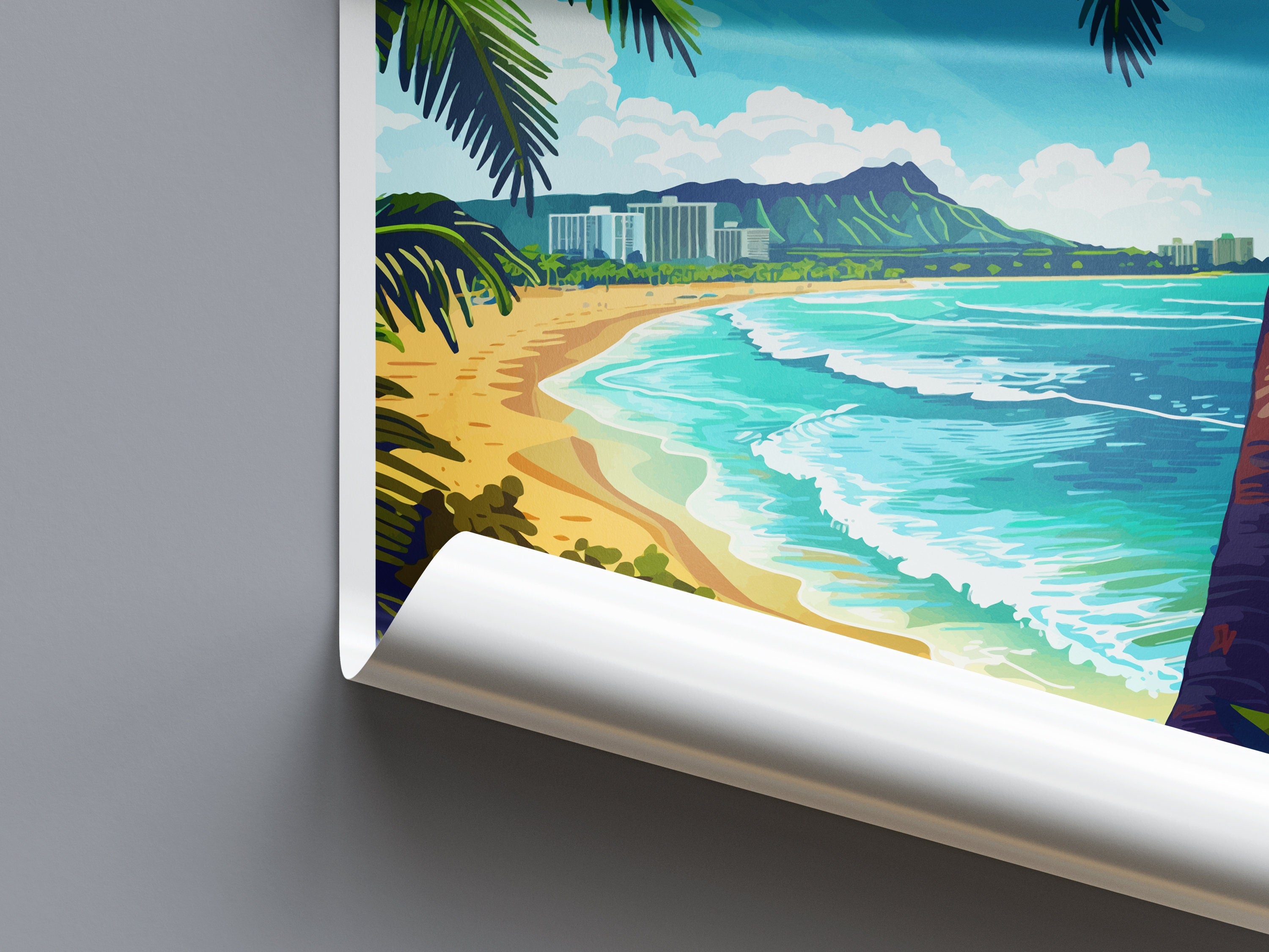 Waikiki Beach Travel Print