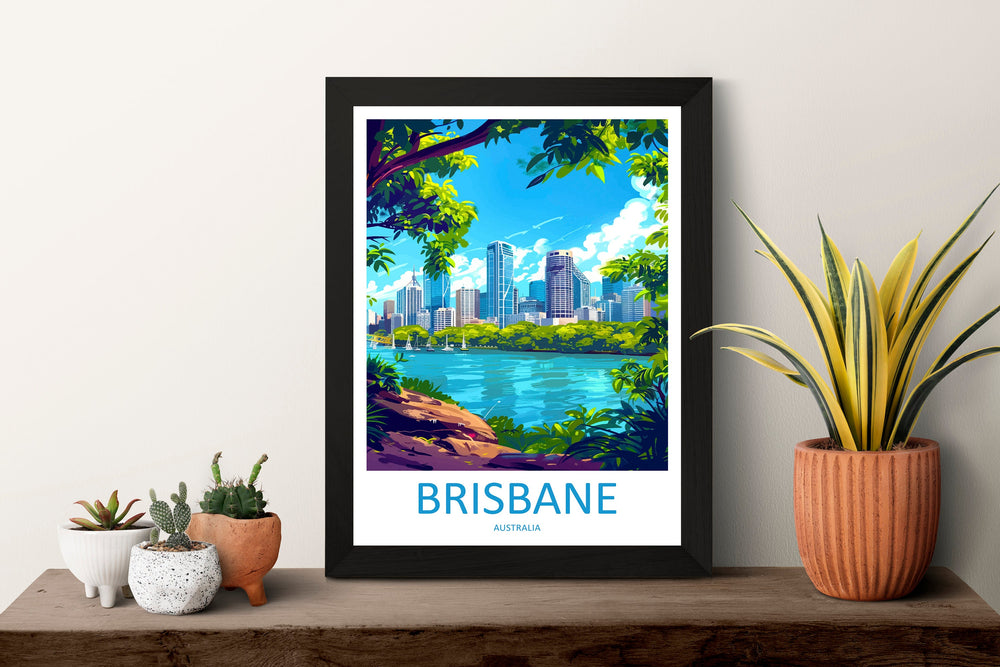 Brisbane Travel Print Wall Art Brisbane Wall Hanging Home Décor Brisbane Gift Art Lovers Wall Art Australia Poster Art