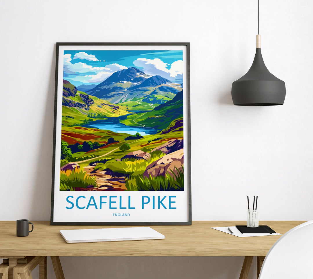 Scafell Pike Travel Print Wall Art Scafell Pike Wall Hanging Home Décor Scafell Pike Gift Art Lovers England Art Lover Gift Scafell Pike