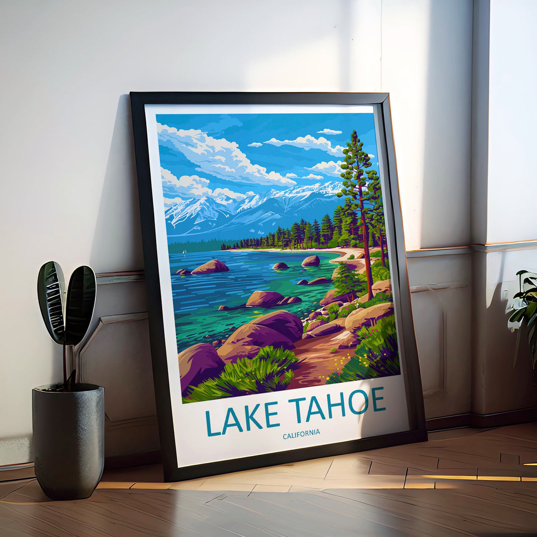 Lake Tahoe Travel Print Wall Art Lake Tahoe Wall Hanging Home Décor Lake Tahoe Gift Art Lovers Nevada Art Lover Gift Lake Tahoe Decor
