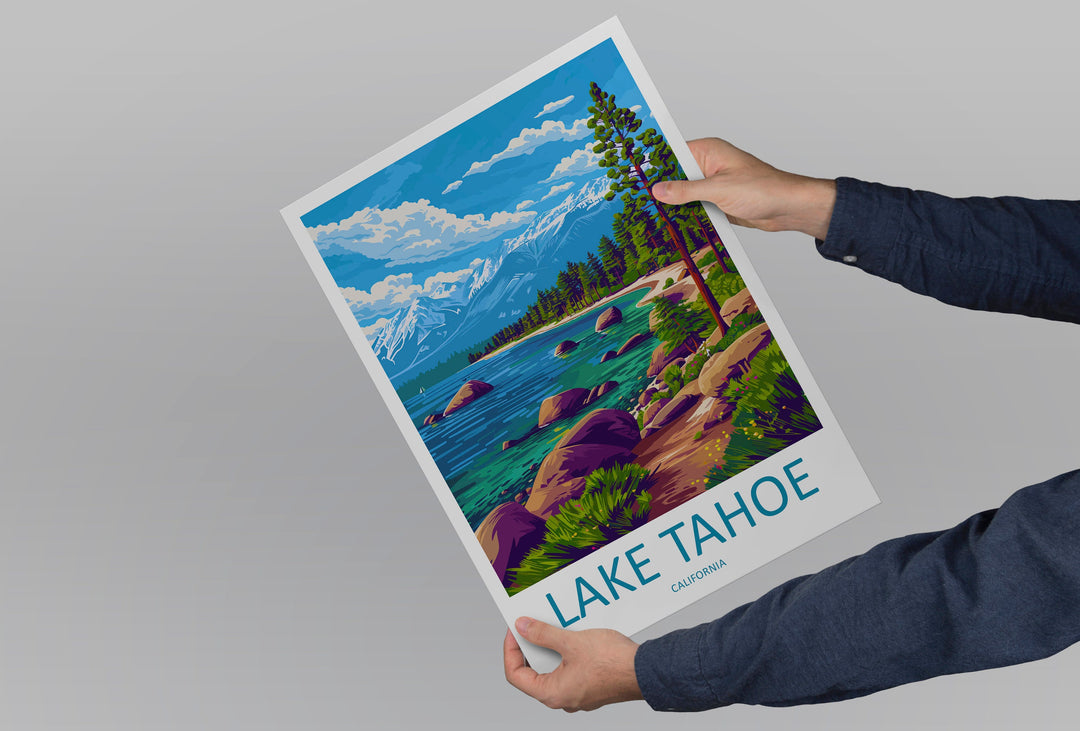 Lake Tahoe Travel Print Wall Art Lake Tahoe Wall Hanging Home Décor Lake Tahoe Gift Art Lovers Nevada Art Lover Gift Lake Tahoe Decor