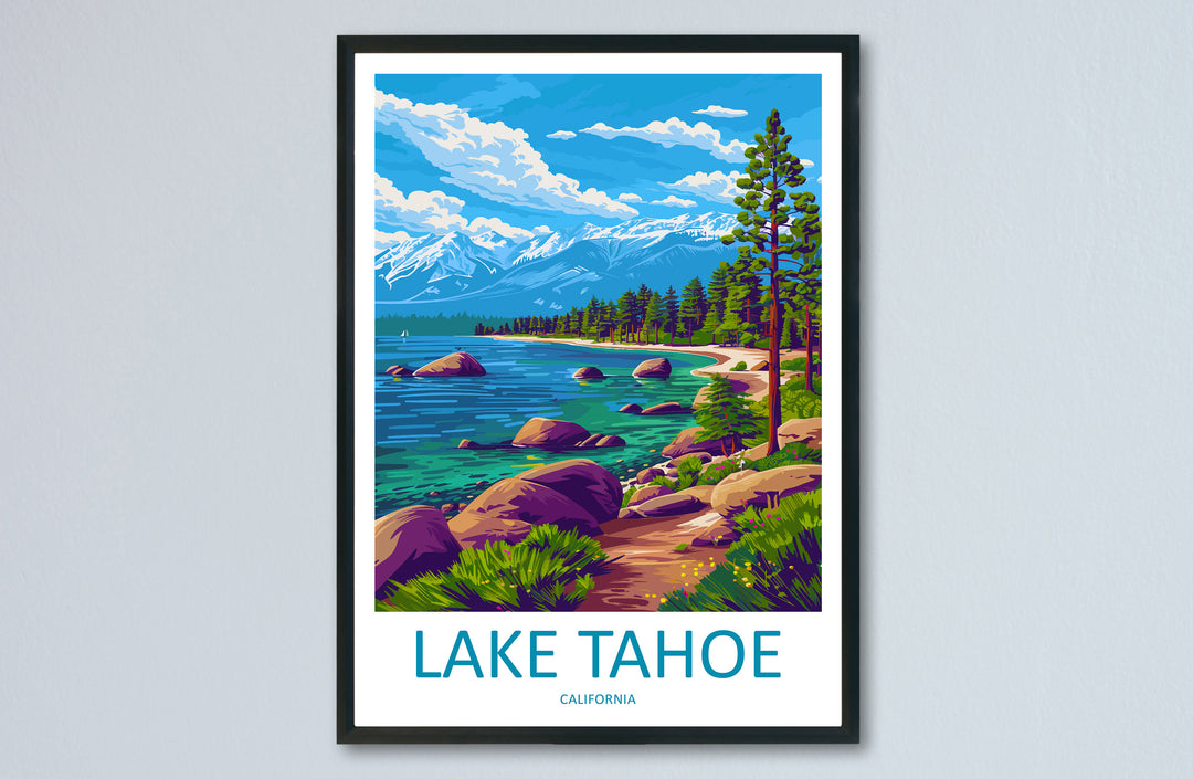 Lake Tahoe Travel Print Wall Art Lake Tahoe Wall Hanging Home Décor Lake Tahoe Gift Art Lovers Nevada Art Lover Gift Lake Tahoe Decor