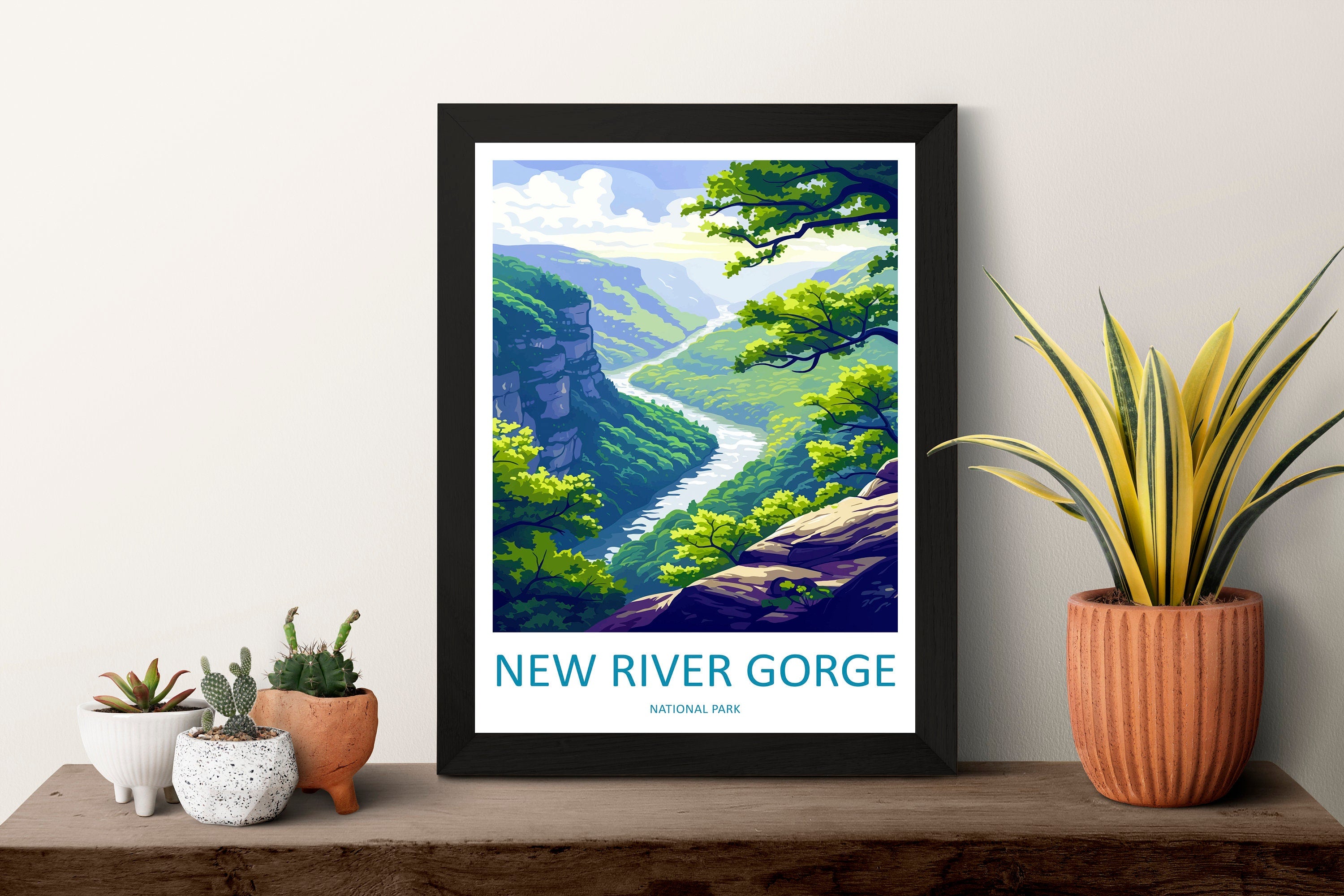 New River Gorge Print New River Gorge Home Décor National Park Art Print New River Gorge Wall Print For Park Gift Wall Hanging