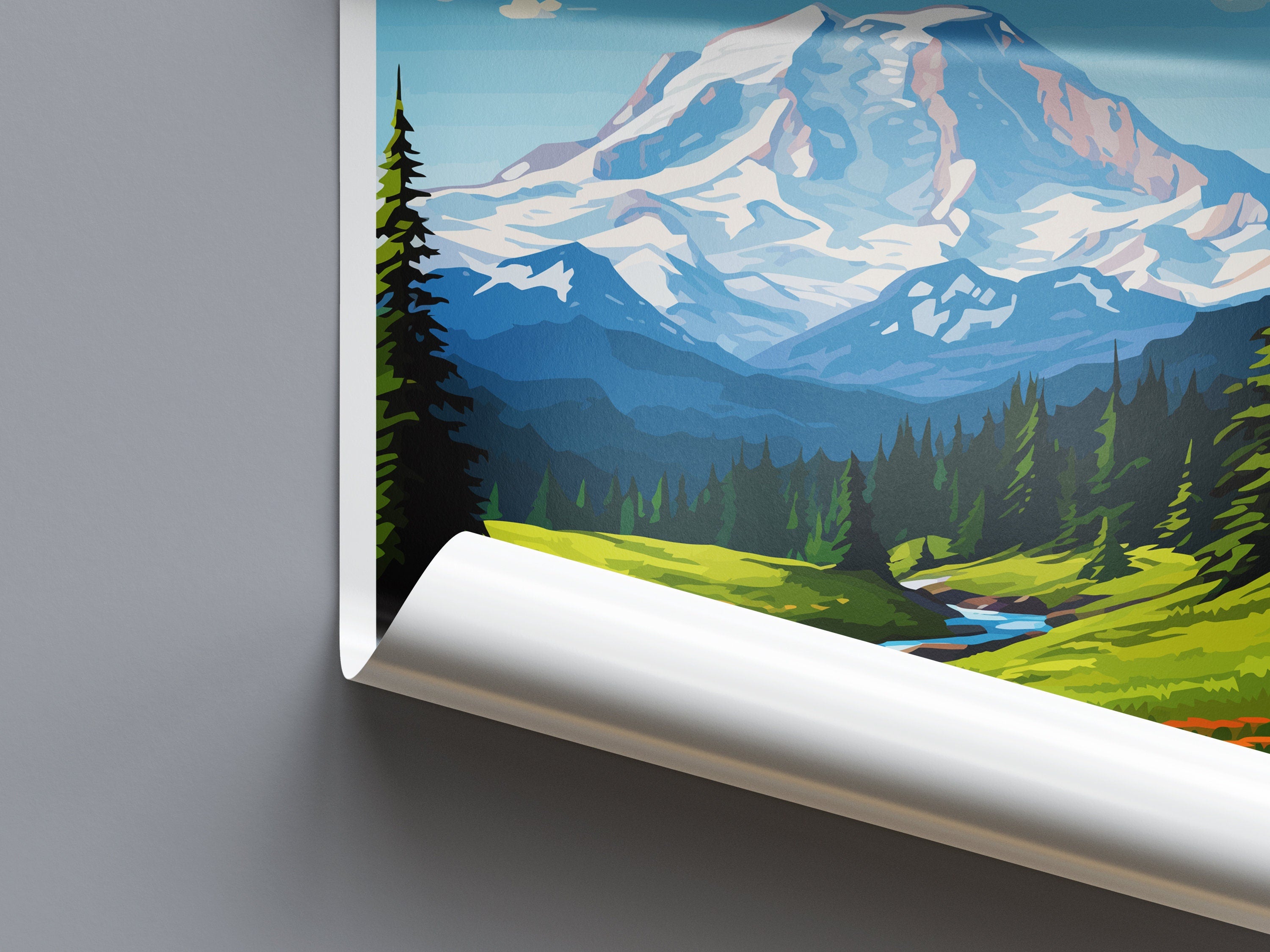 Mount Rainer Print New Mount Rainer Home Décor National Park Art Print Mount Rainer Wall Print For Park Gift Wall Hanging