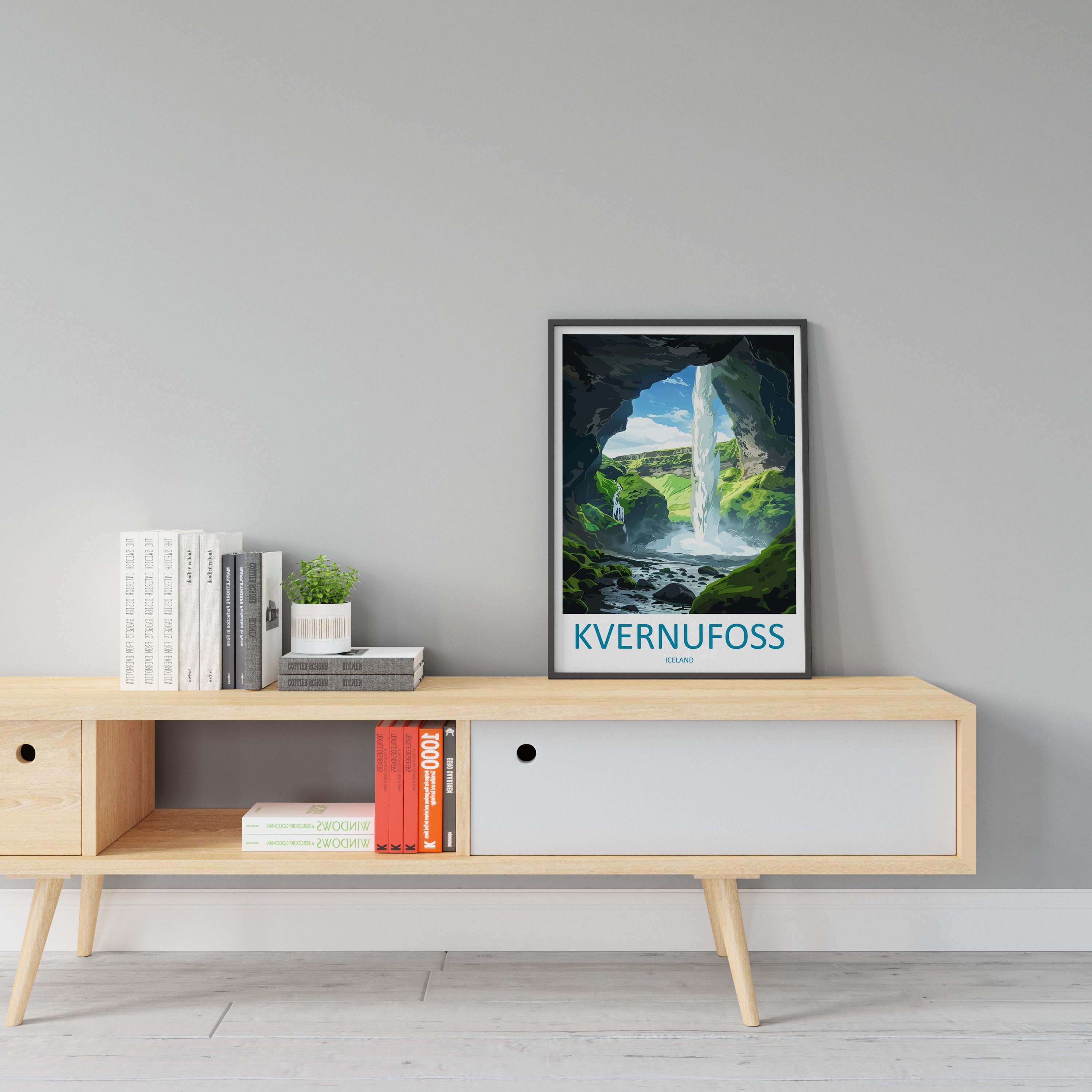 Kvernufoss Travel Print Wall Art Kvernufoss Wall Hanging Home Décor Kvernufoss Gift Art Lovers Iceland Art Lover Gift Kvernufoss Iceland Art