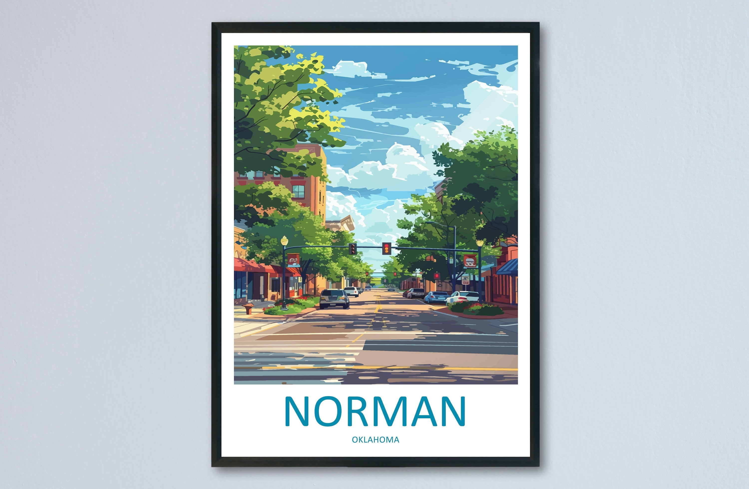 Norman Travel Print Wall Art Norman Wall Hanging Home Décor Norman Gift Art Lovers Oklahoma Art Lover Gift Norman Oklahoma Art
