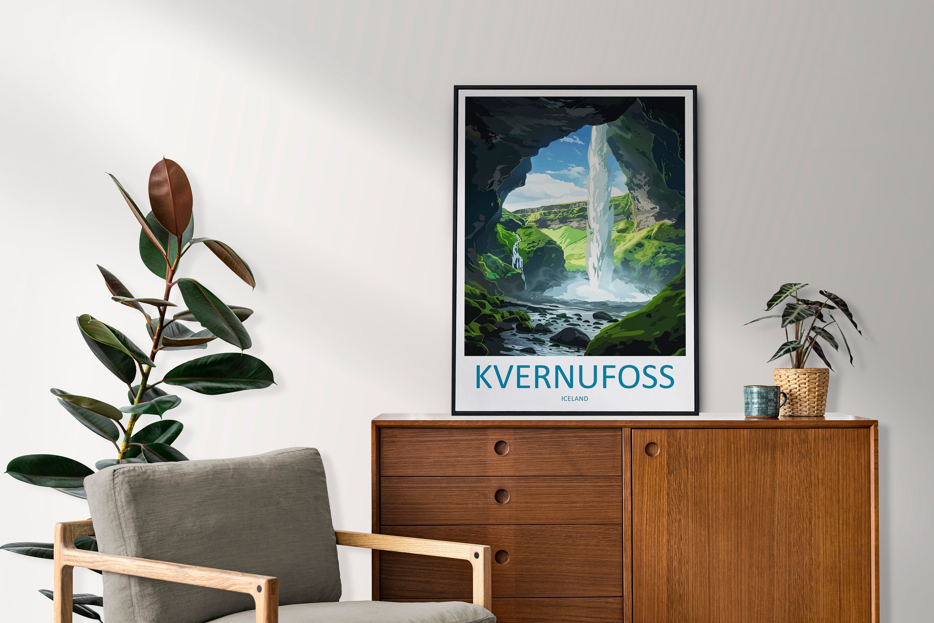 Kvernufoss Travel Print