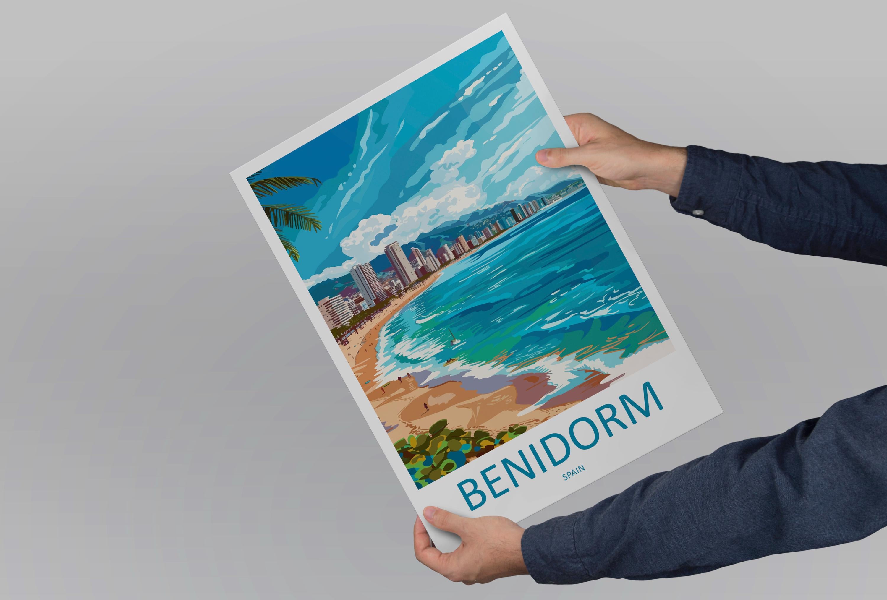 Benidorm Travel Print Wall Art Benidorm Spain Wall Hanging Home Décor Benidorm Spain Gift Art Lovers Spain Art Gift Benidorm Spain