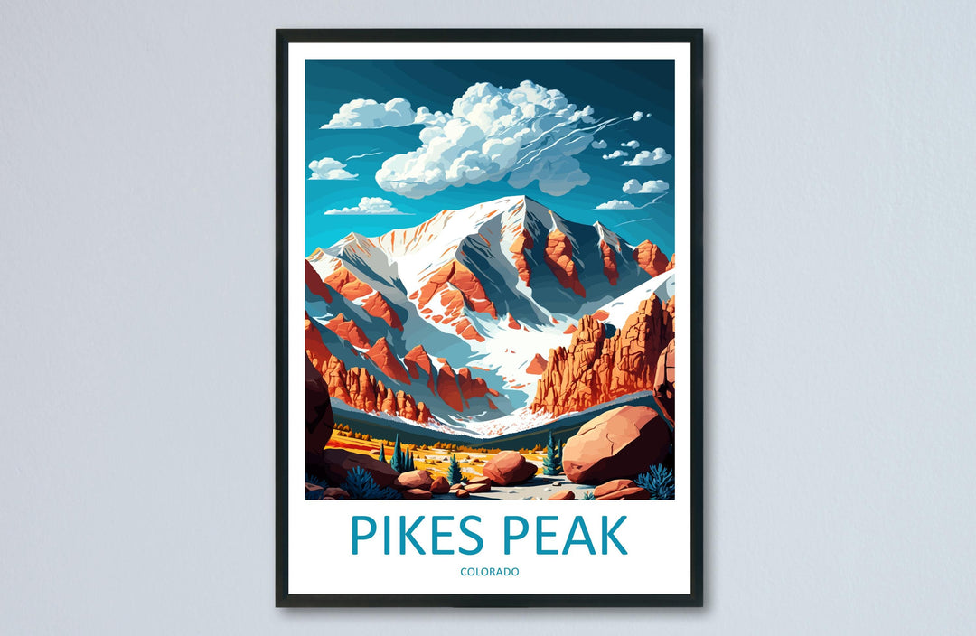 Pikes Peak Travel Print Wall Art Pikes Peak Wall Hanging Home Décor Pikes Peak Gift Art Lovers Colorado Art Gift Lover Print For Pikes Peak