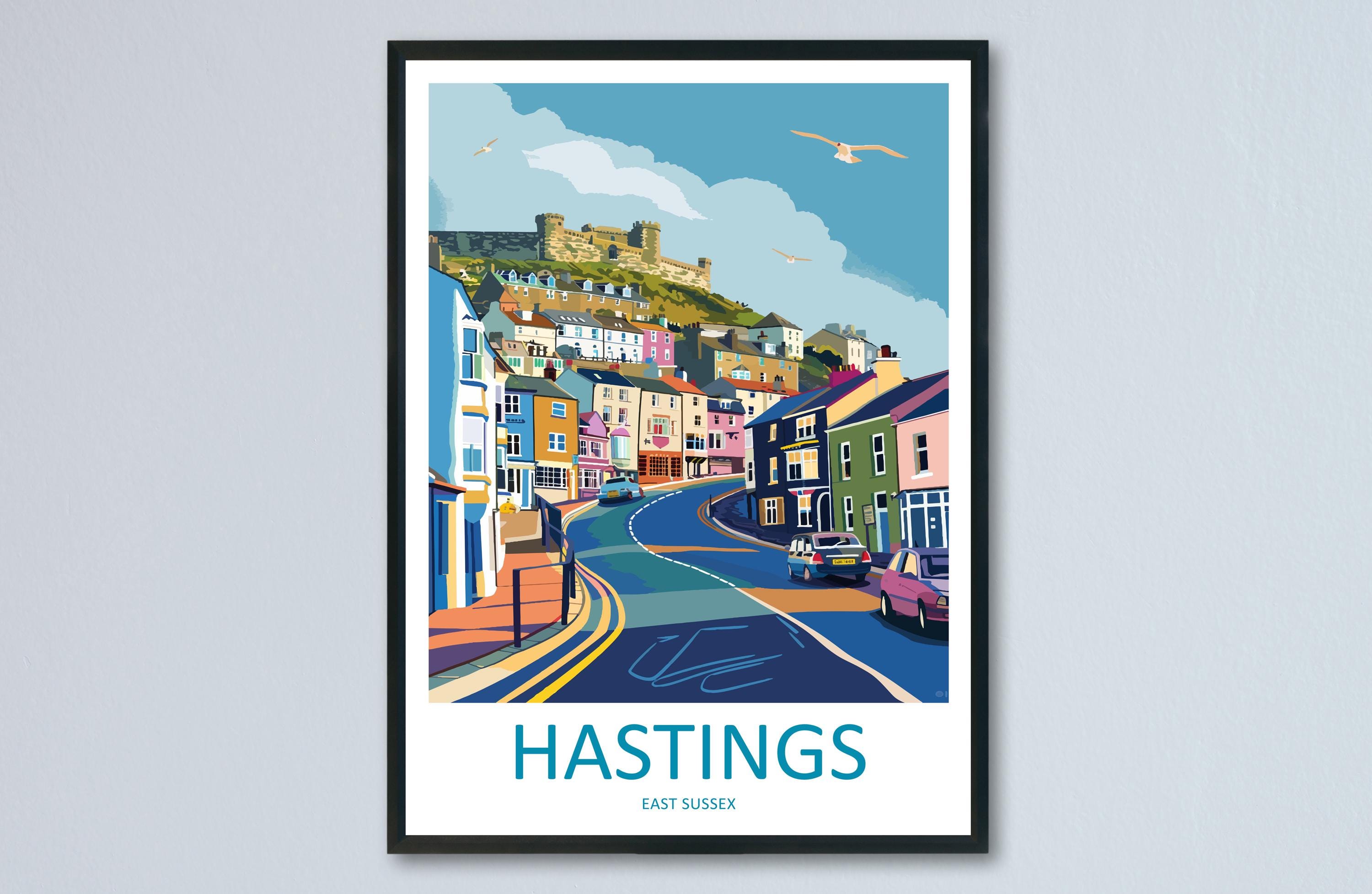 Hastings Travel Print Wall Art Hastings East Sussex Wall Hanging Home Décor Hastings East Sussex Gift Art Lovers Art Gift Hastings