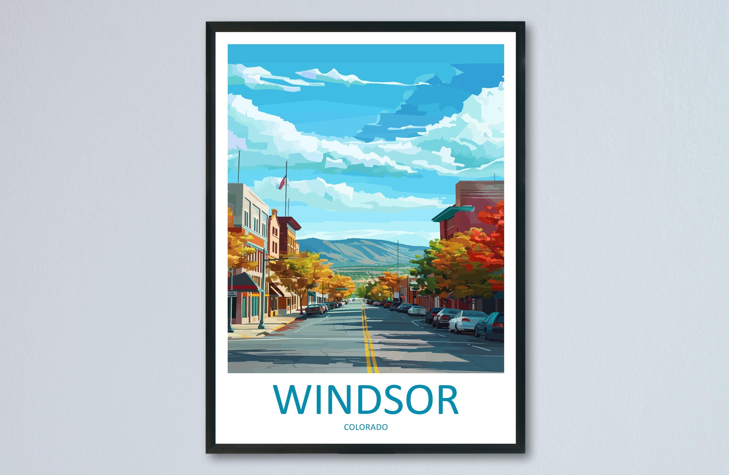 Windsor Travel Print Wall Art Windsor Colorado Wall Hanging Home Décor Windsor Colorado Gift Art Lovers Windsor Colorado Art Gift