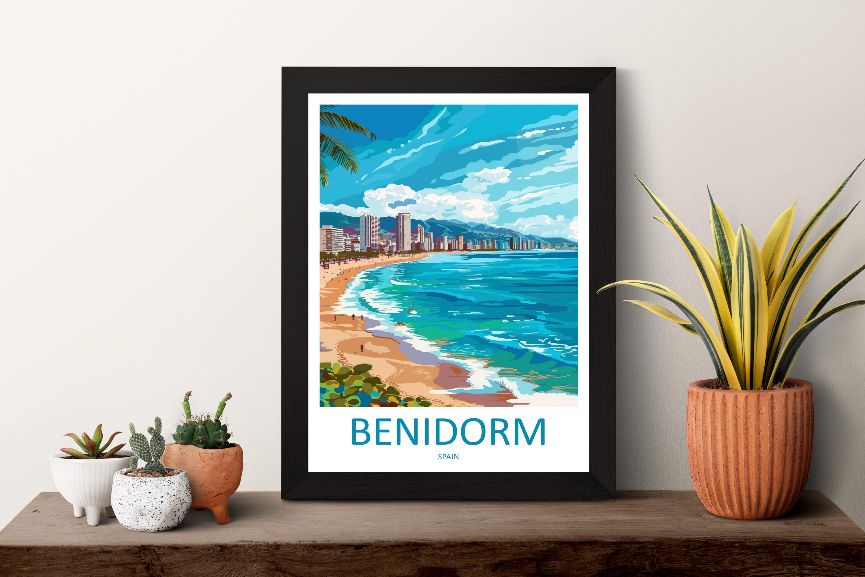 Benidorm Travel Print Wall Art Benidorm Spain Wall Hanging Home Décor Benidorm Spain Gift Art Lovers Spain Art Gift Benidorm Spain