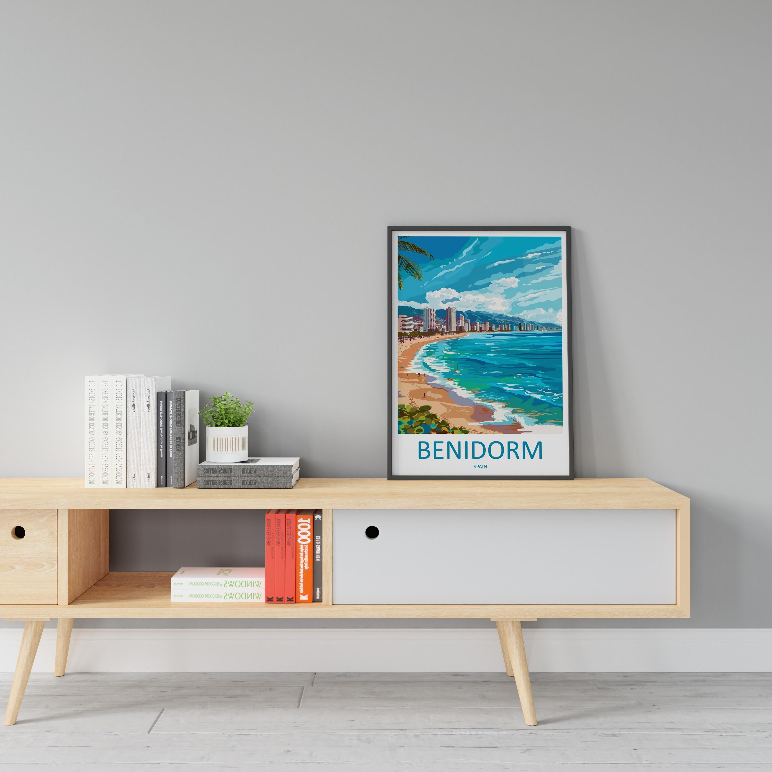 Benidorm Travel Print Wall Art Benidorm Spain Wall Hanging Home Décor Benidorm Spain Gift Art Lovers Spain Art Gift Benidorm Spain