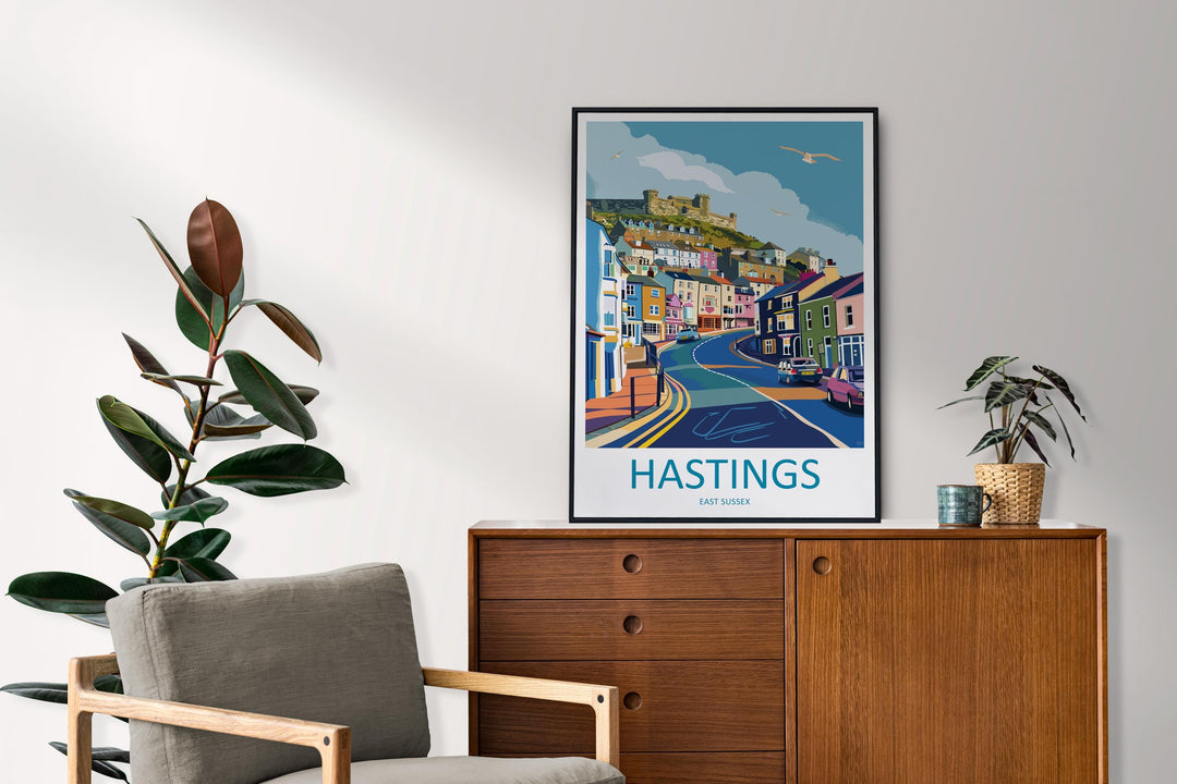Hastings Travel Print Wall Art Hastings East Sussex Wall Hanging Home Décor Hastings East Sussex Gift Art Lovers Art Gift Hastings