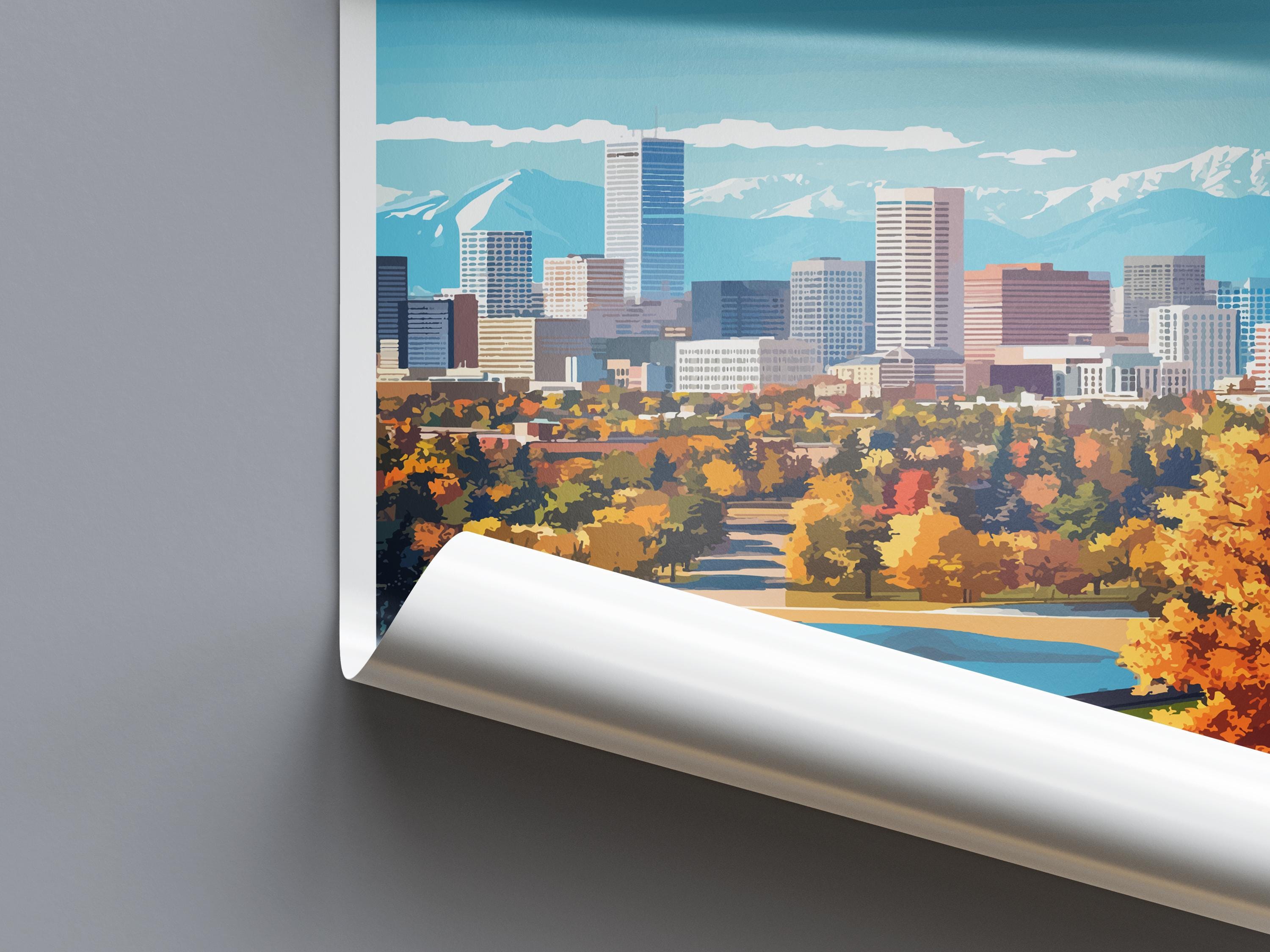 Denver Travel Print Wall Art Denver Colorado Wall Hanging Home Décor Denver Colorado Gift Art Lovers Denver Colorado Art Gift