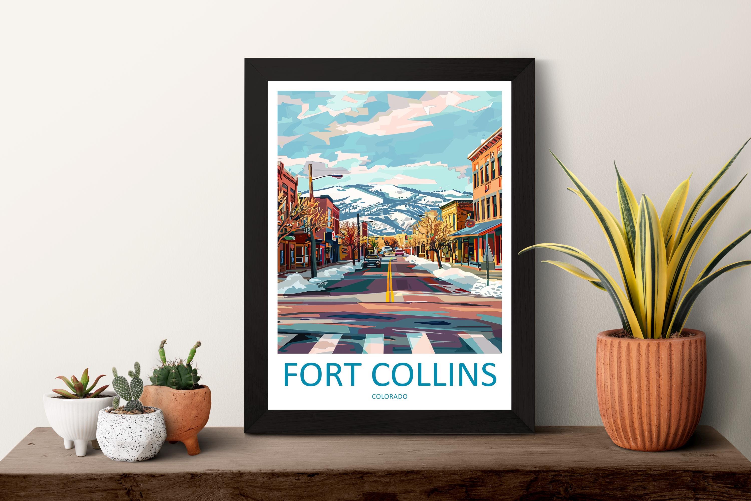 Fort Collins Travel Print Wall Art Fort Collins Colorado Wall Hanging Home Décor Fort Collins Colorado Gift Art Lovers Fort Collins Art Gift