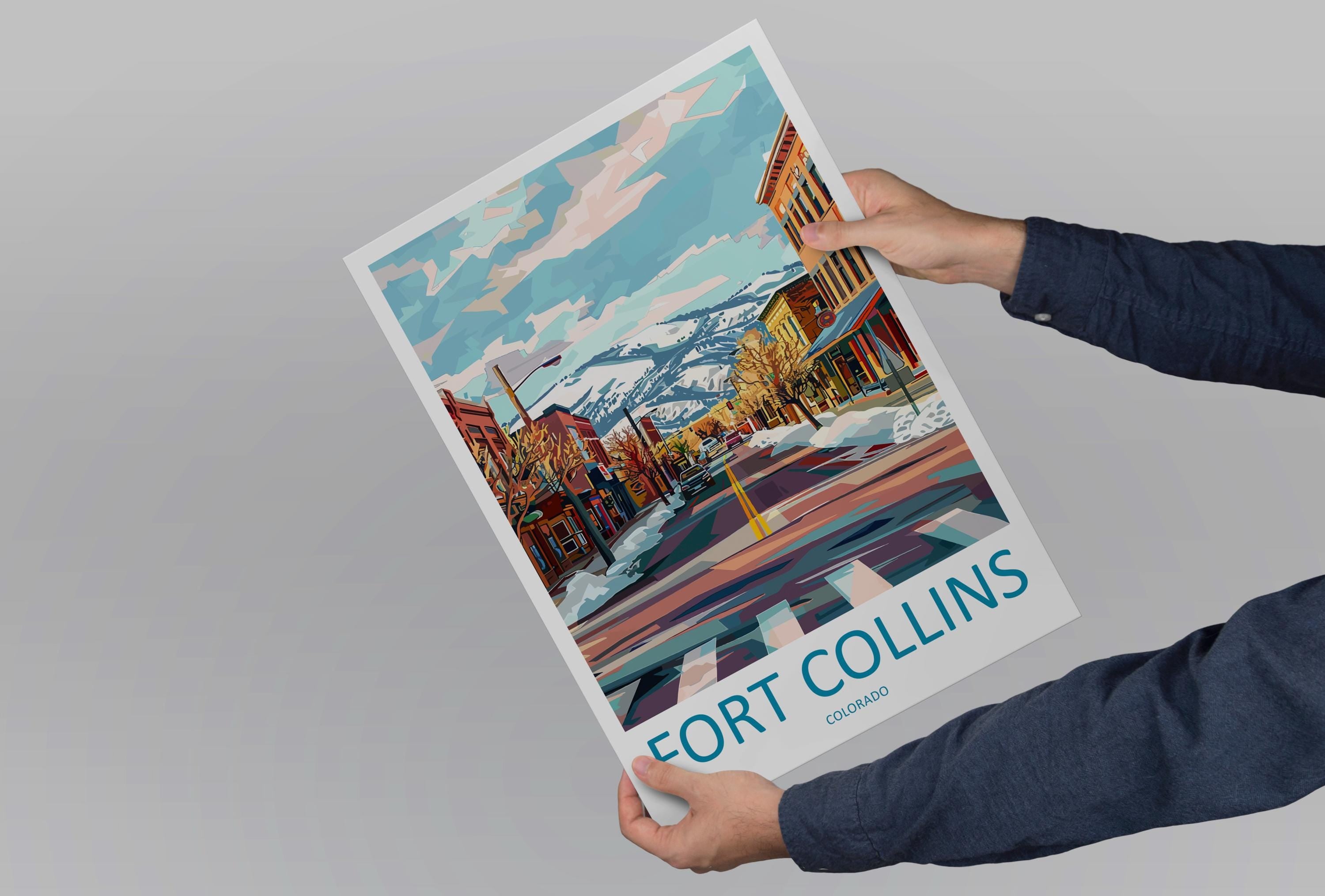 Fort Collins Travel Print Wall Art Fort Collins Colorado Wall Hanging Home Décor Fort Collins Colorado Gift Art Lovers Fort Collins Art Gift