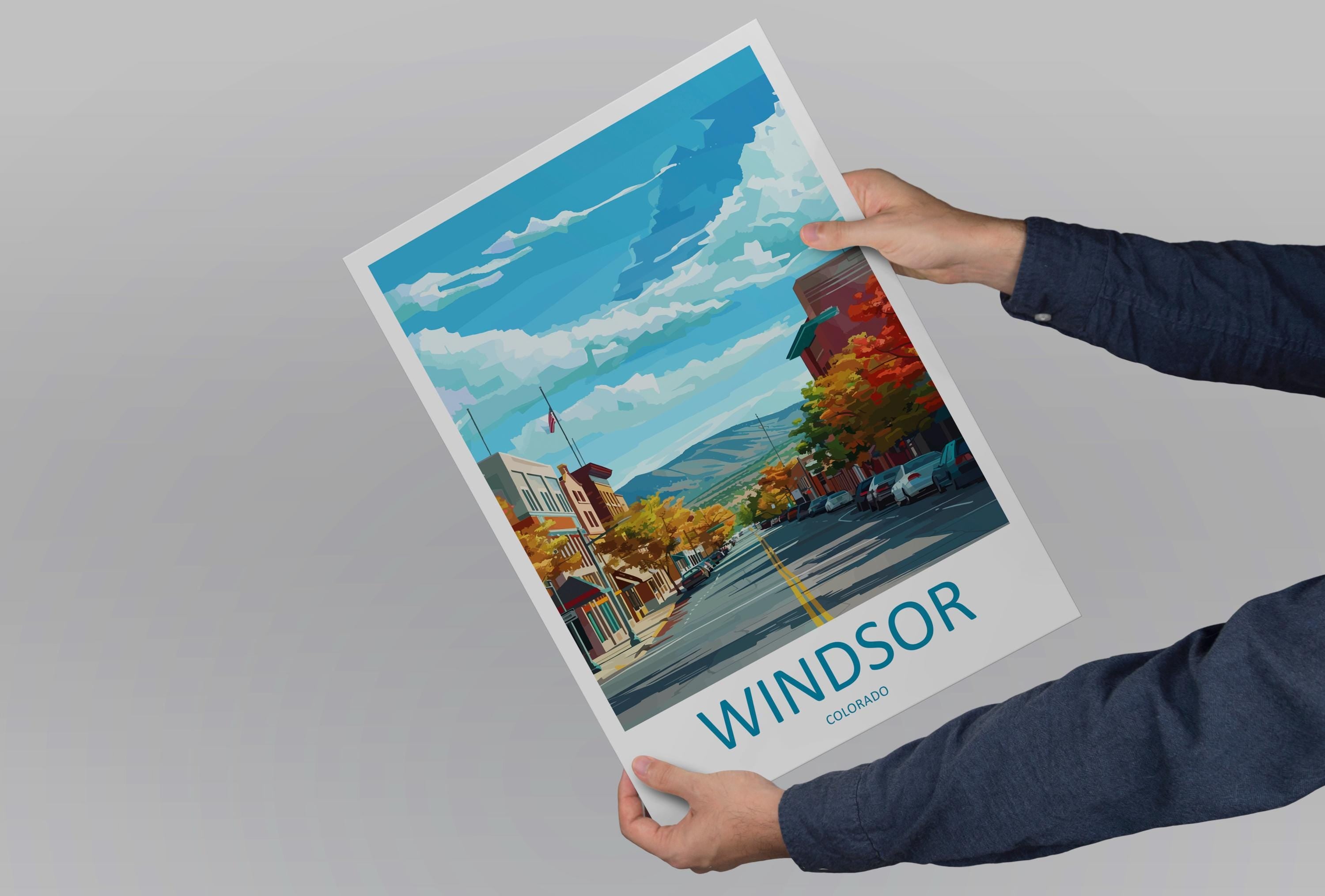 Windsor Travel Print Wall Art Windsor Colorado Wall Hanging Home Décor Windsor Colorado Gift Art Lovers Windsor Colorado Art Gift