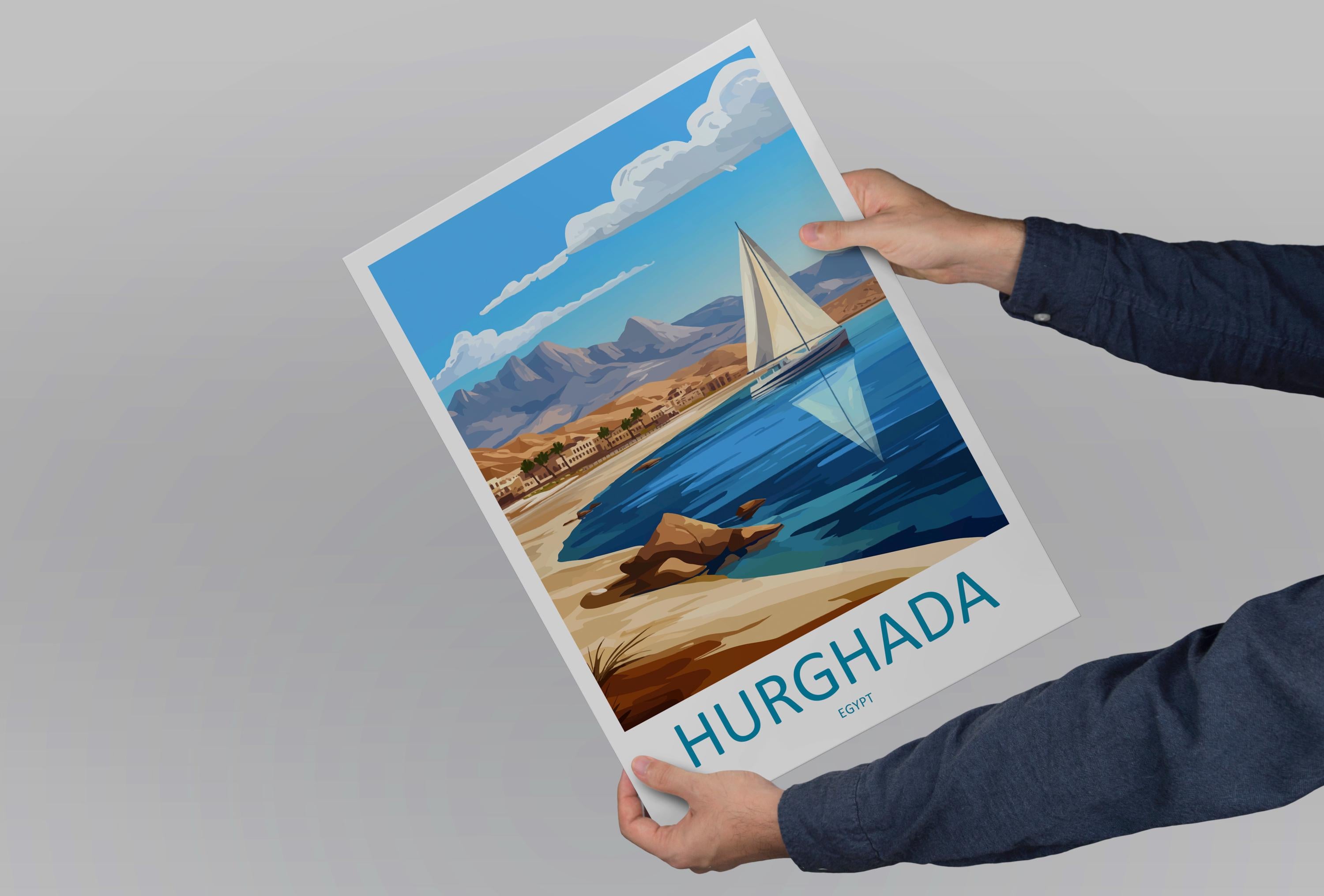 Hurghada Travel Print Hurghada Wall Decor Egypt Hurghada Art Hurghada Wall Art Egypt Poster Gift Hurghada for Beach and Diving Lovers Egypt