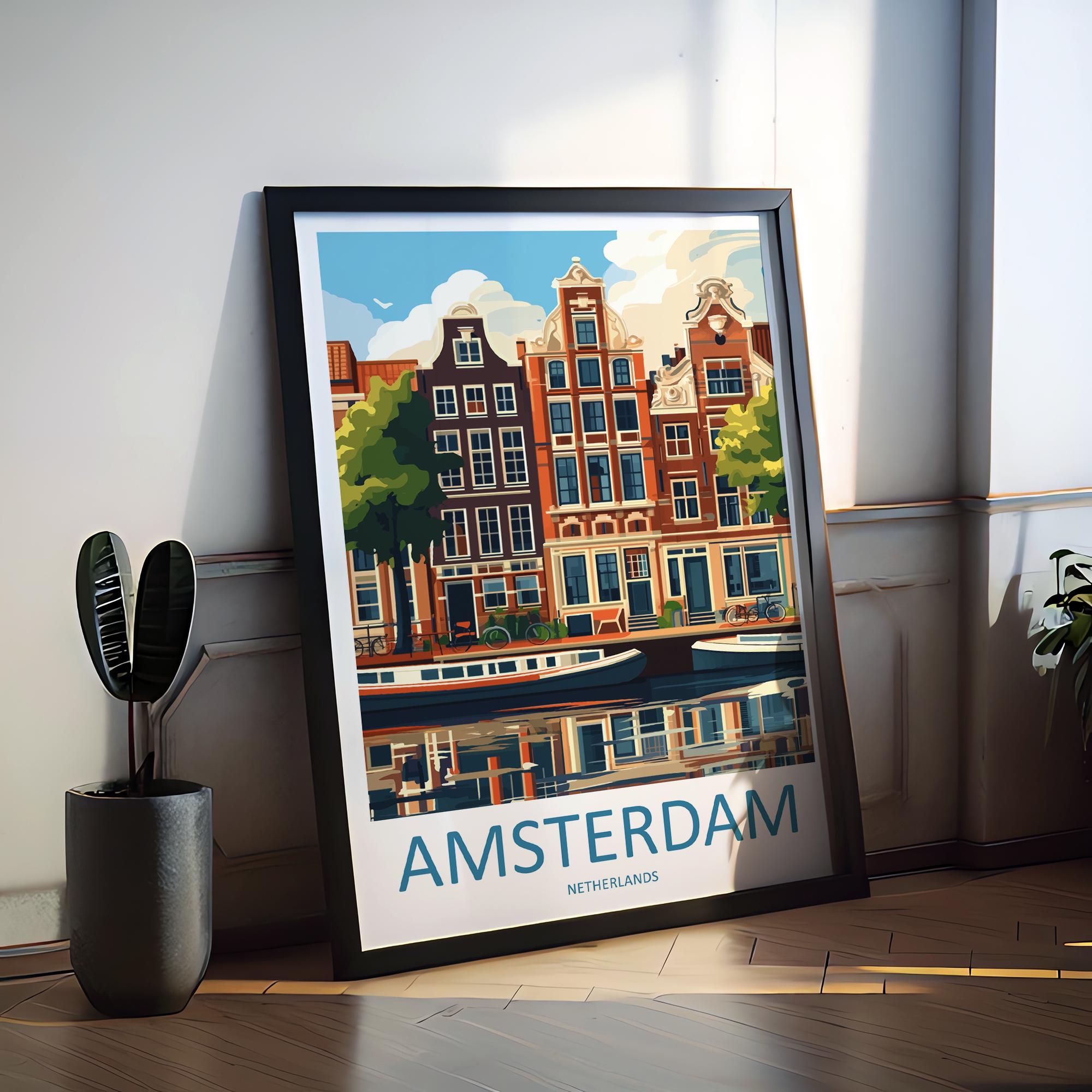 Amsterdam Travel Print Wall Art Amsterdam Wall Hanging Home Décor Amsterdam Gift Art Lovers Netherlands Art Lover Gift Amsterdam Decor