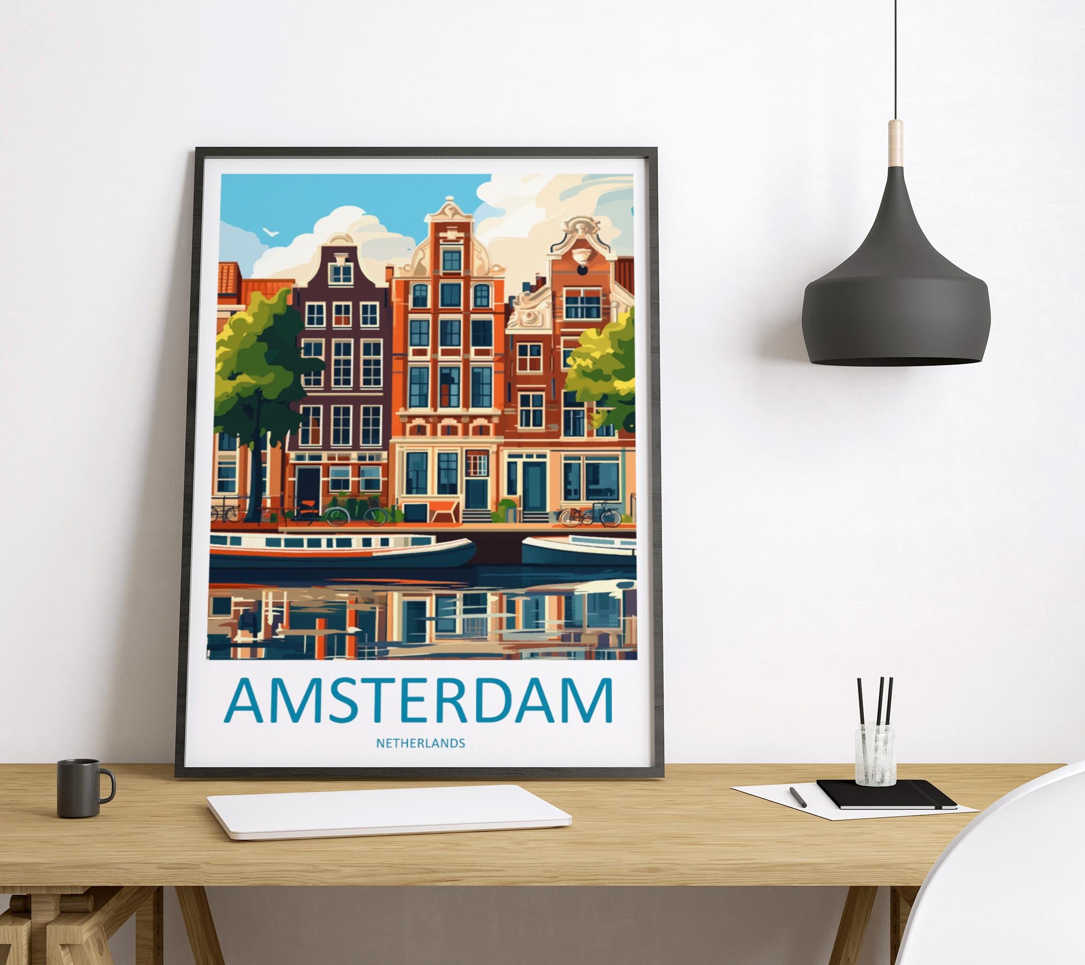 Amsterdam Travel Print Wall Art Amsterdam Wall Hanging Home Décor Amsterdam Gift Art Lovers Netherlands Art Lover Gift Amsterdam Decor