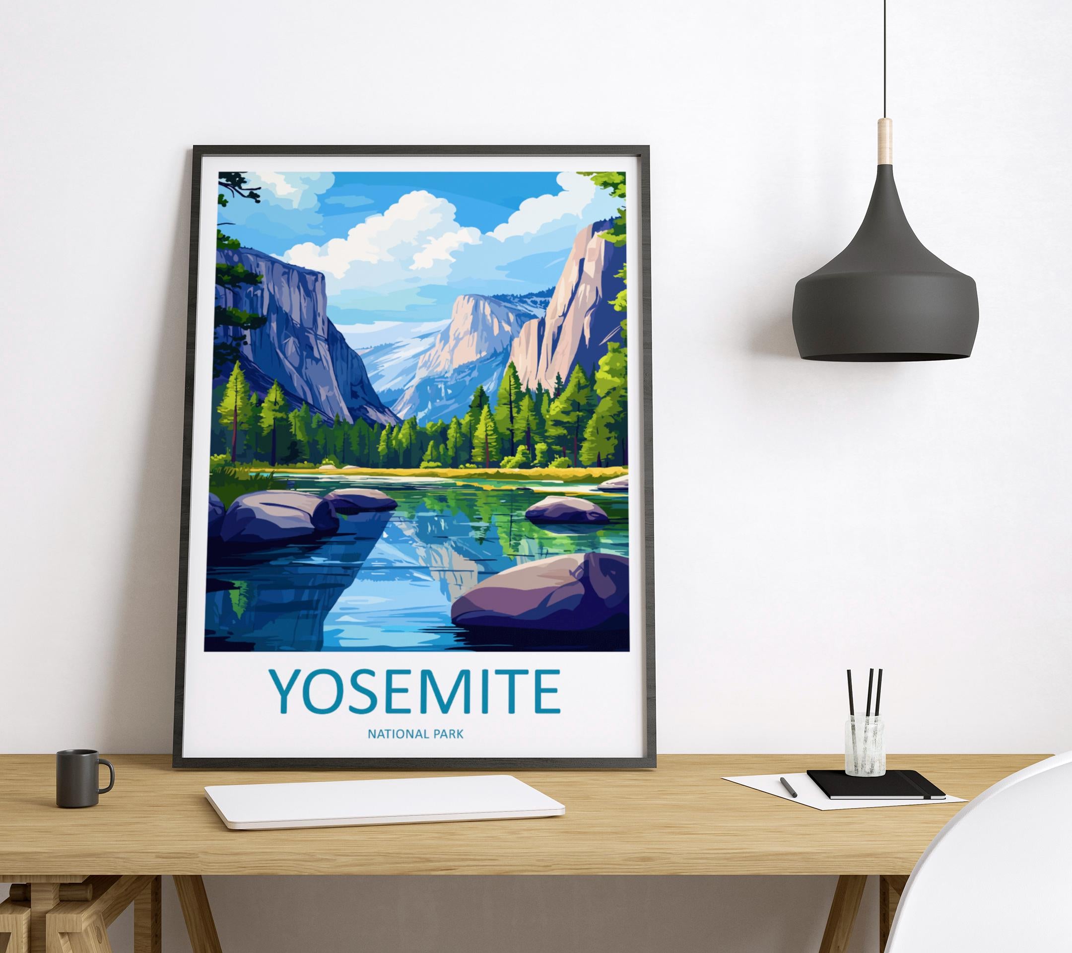 Yosemite Valley National Park Travel Print Wall Art Yosemite Valley Wall Hanging Home Décor Yosemite Valley Gift Art Lovers California Art