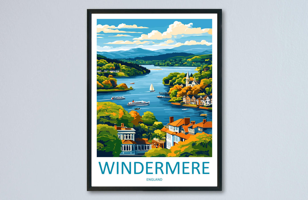 Windermere Travel Print Wall Art Windermere Wall Hanging Home Décor Windermere Gift Art Lovers England Art Lover Gift Windermere Souvenir