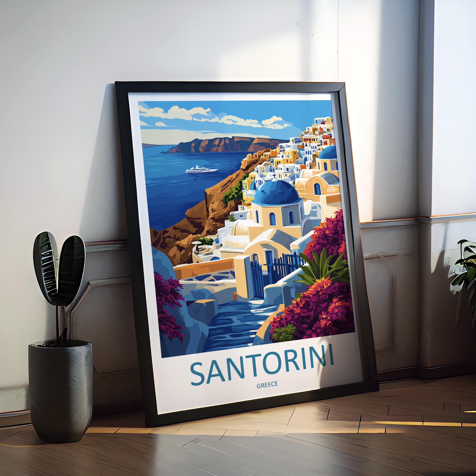 Santorini Travel Print Wall Art Santorini Greece Wall Hanging Home Decoration Santorini Gift Art Lovers Wall Art Print Santorini Greek Print