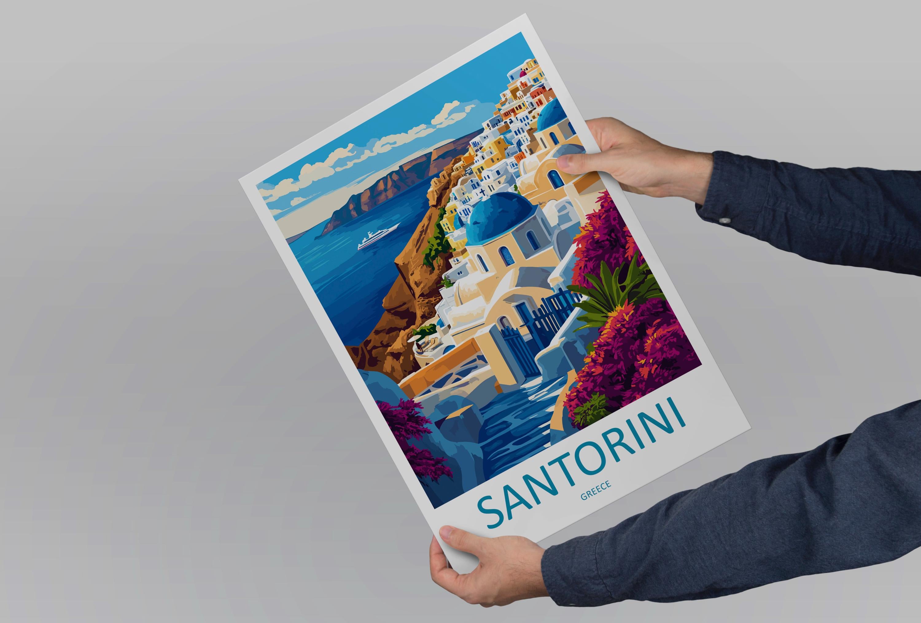 Santorini Travel Print Wall Art Santorini Greece Wall Hanging Home Decoration Santorini Gift Art Lovers Wall Art Print Santorini Greek Print