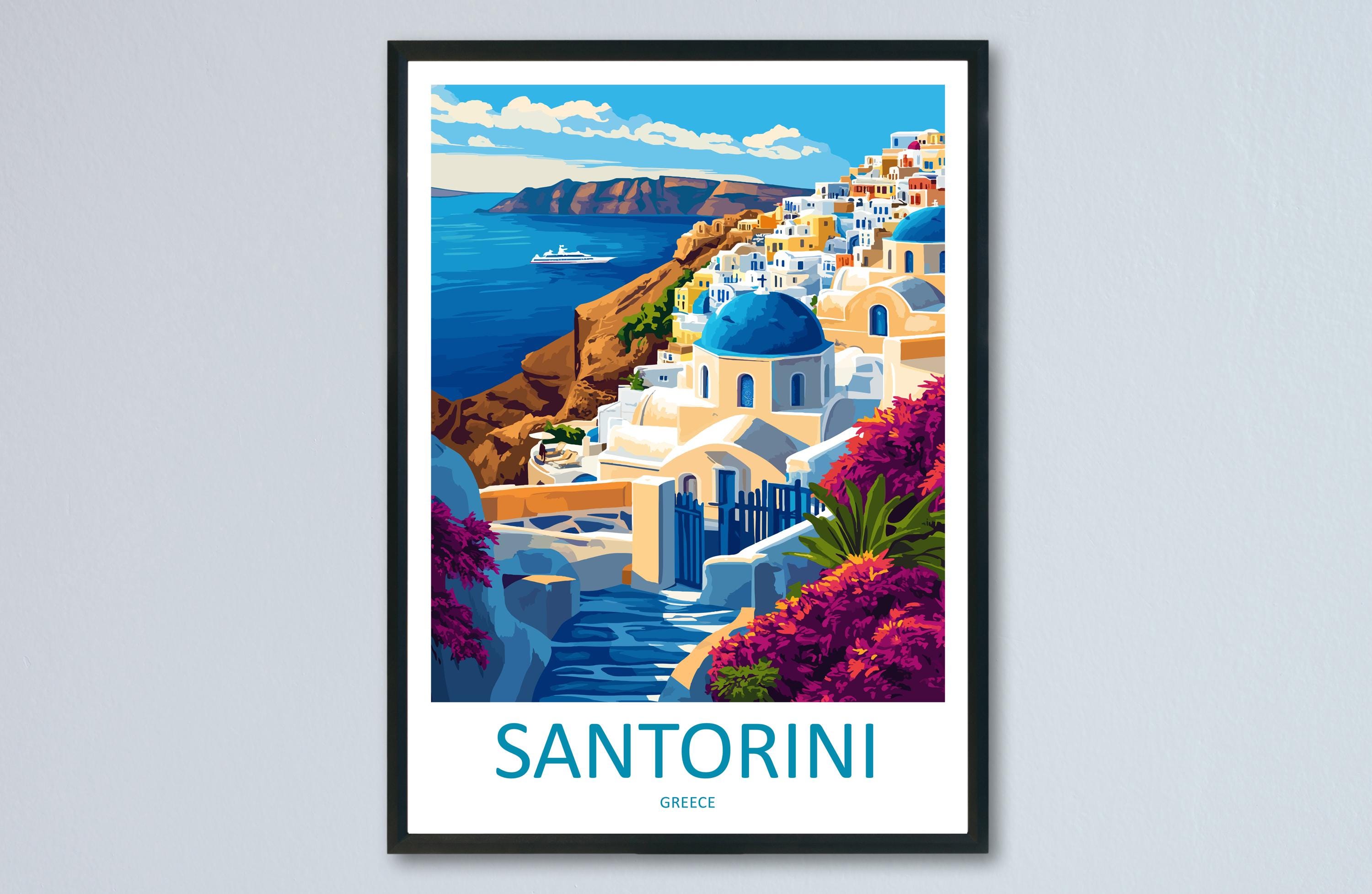 Santorini Travel Print Wall Art Santorini Greece Wall Hanging Home Decoration Santorini Gift Art Lovers Wall Art Print Santorini Greek Print