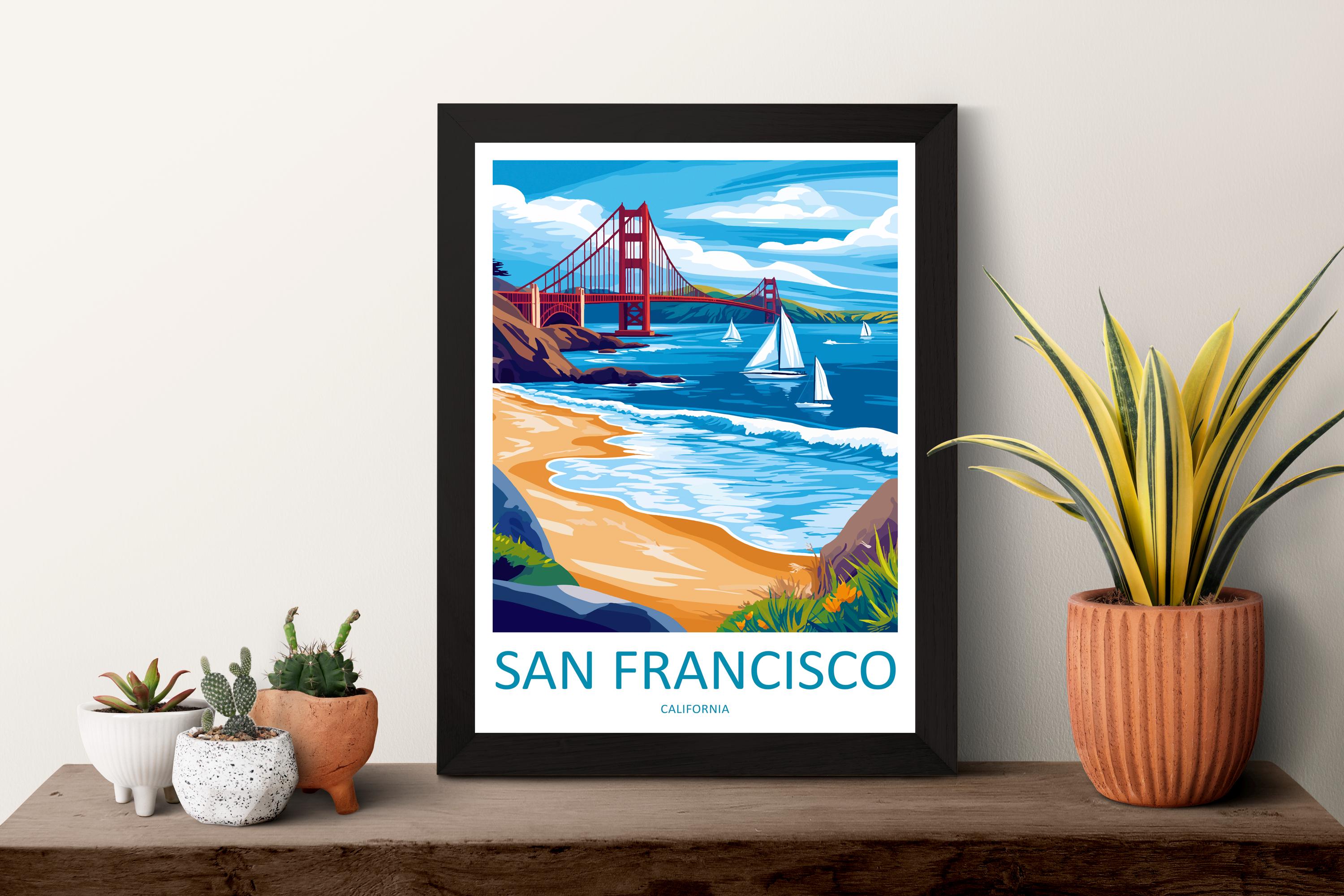 San Francisco Golden Gate Travel Print Wall Art San Francisco Wall Hanging Home Décor San Francisco Gift Art Lovers California Art Lover