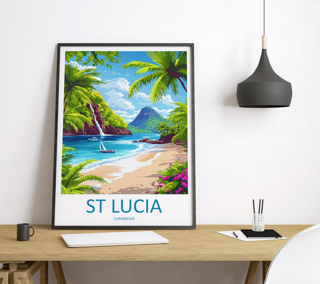 Saint Lucia Travel Print Wall Art Saint Lucia Wall Hanging Home Décor Saint Lucia Gift Art Lovers Wall Art Caribbean Travel Print Poster